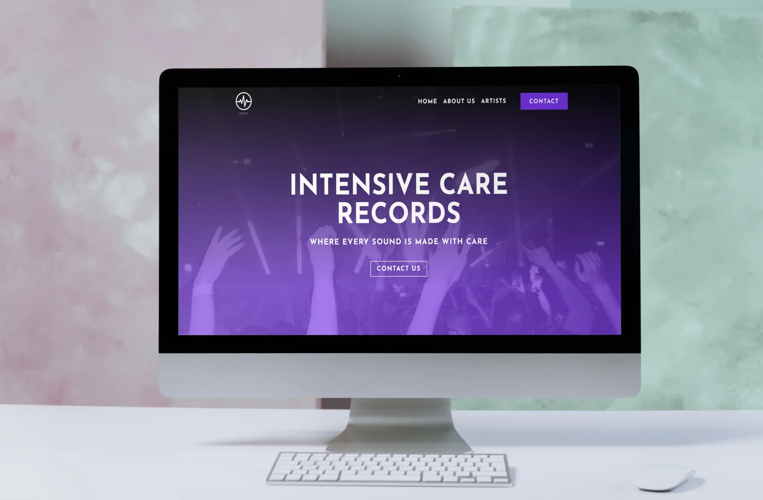 Showcasing the Intensive Care Records website design by NabaVision using a desktop mockup.